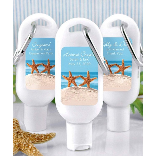 Personalized Sunscreen with Carabiner SPF 30, Custom Sunscreen for Wedding Favors, Bridal Showers, Party Favors (Set of 12)