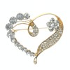 Crystal Diamante Heart Brooch Love Bridal Wedding Pin Jewellery (Silver)
