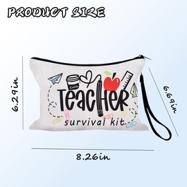 Sisadodo Teacher Thank You Appreciation Gifts for Women Men Best Teacher Leaving Gifts for PE Art Teachers Teachers Survival Kit Print Makeup Bag Organiser for Travel Holiday with Anti Loss Strap