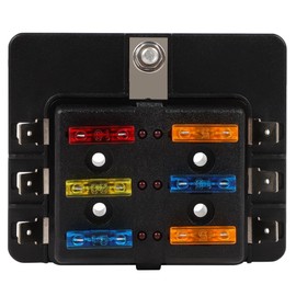 SCITOO Use for RV Boat Motorhome Speedboat 6-Way Blade ATO/ATC/ATS Fuse Box Fuse Box troubleshooting12-32V DC Suitable for Outdoor