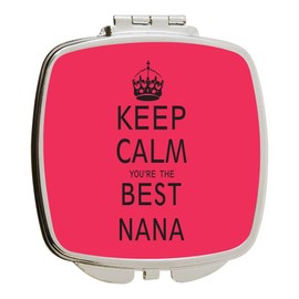 Island Gifting - Keep Calm You're The Best Nana Pink - Square Compact Mirror - Travel Mirror