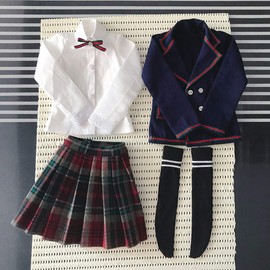 rakulifey 1/4 Doll Clothes, School Uniform, Doll Dress-Up, Doll Outfits, Costume Set of 4