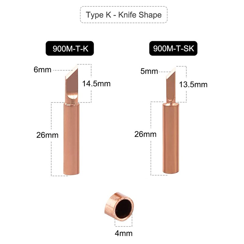 Saipor 15 Pcs Pure Copper Soldering Iron Tip Kit 900M-T