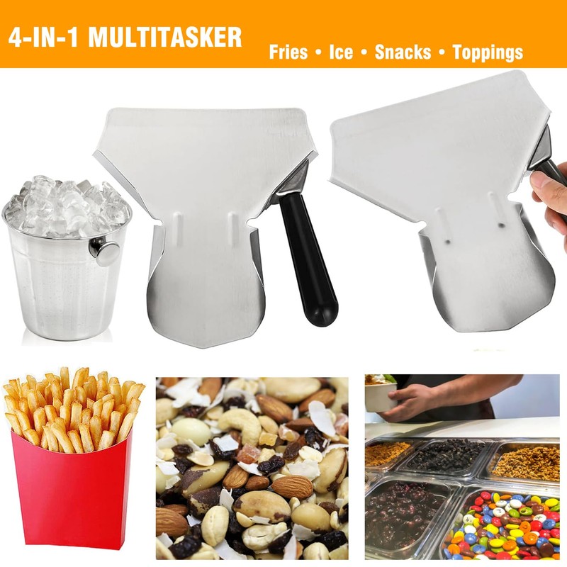 Stainless Steel French Fry & Popcorn Scoop – Quick-Fill Multipurpose
