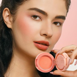 Rubor en polvo, un trío de rubores para un color hermoso y duradero (brillo dorado, naranja claro, rosa melocotón)