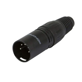 Monoprice 5-Pin Male DMX Connector - Black, Anodized Aluminum With A Plastic Cap, Rubber Strain Relief Boot, and Three Solder Cup Connectors