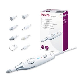 Beurer Drill Eléctrico para Uñas MP42, Manicure y Pedicure Profesional, 7 Accesorios Incluidos, Color Blanco
