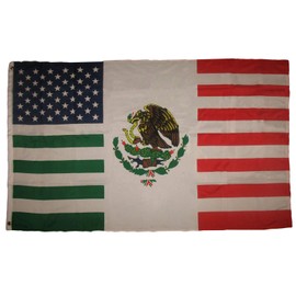 JumpingLight 3x5 USA Mexico Combination Flag Mexican American Friendship 3x5 Flag Grommets - Quality Flags