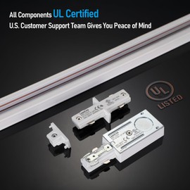 LEONLITE H Track Rail Kit, 16FT H Type Track Lighting Rails + 4×I Connector + 8×End Caps + 4×Live End Feed Connector, UL Listed, Flame Retardant Material, Use with Track Lighting Heads, White