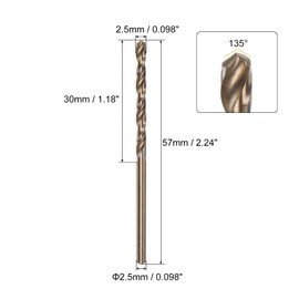 sourcing map 12pcs Jobber Drill Bits 2.5mm (0.098") Black Nitride & Gold Titanium Coated M2 High Speed Steel (HSS) Twist Drill Bits for Stainless Steel Aluminum Alloy Metal