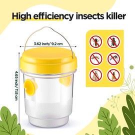 Qualirey 2 Pcs Wasp Traps for Outdoors Wasp Killer Hanging Bee Traps Reusable Fly Bee Killer for Indoor Outdoor Patio Garden Home (Yellow)