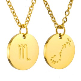 Afstalr Zodiac Sign Necklace Gold/Rose Gold/Silver for Women, Horoscope Chain, Mother, Daughter, Friends Birthday Gift, Skorpion, Stainless Steel