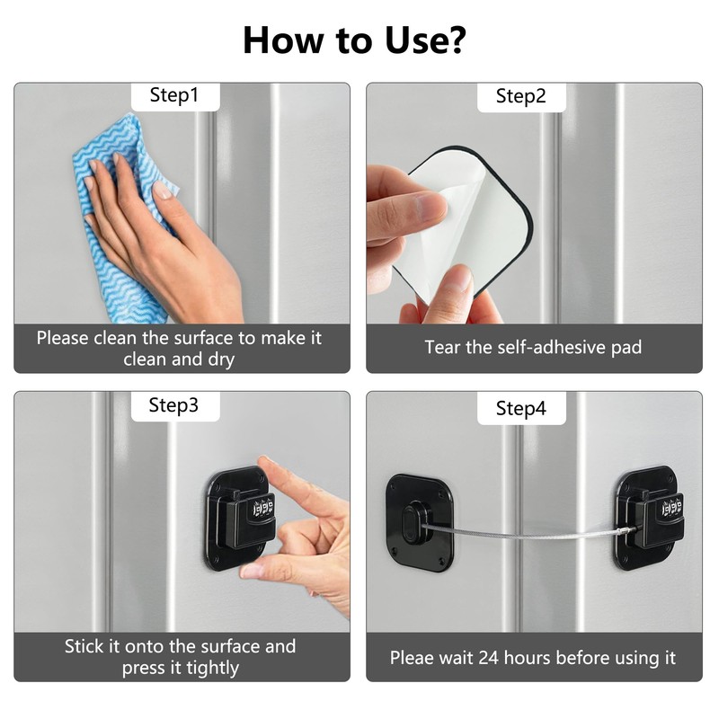 Refrigerator Lock, Heavy Duty Fridge Lock, Combination Lock for Refrigerator