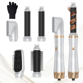 5 in 1 Hair Dryer Brush Set, Blow Dryer Brush with Air Style Wrap Hair Styler, Negative Ionic Magic Style Set, Detachable Air Curler for Volumizer,Straightener,Drying