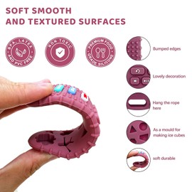 3 Pack Baby Teether Toys - TV Remote Control Shape Silicone Toddler Teething Toys for Babies 6-12 Months (Black&Deep Red&Beige)