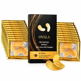 21 Pairs Gold Eye Mask Collagen Eye Gel Pads Under Eye Mask for Puffiness and Dark Circle Under Eye Patches for Women and Men, 24k Gold (21 Pairs Boxed)