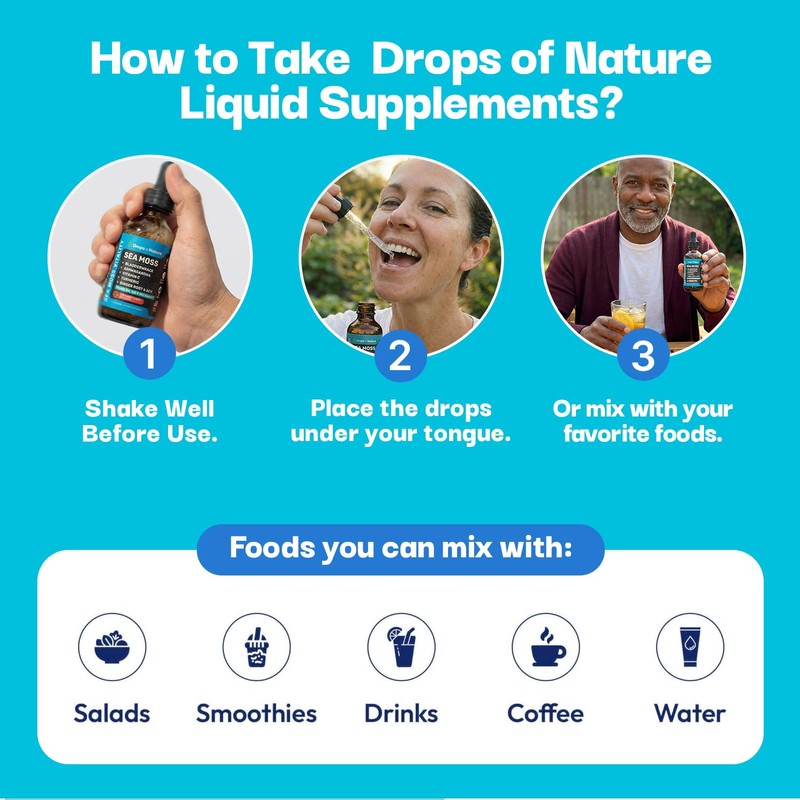 Ashwagandha & Turmeric Liquid Drops - Vitamin C, Sea Moss,