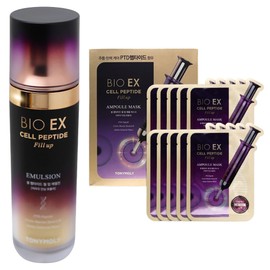 Tony Moly BioEX Cell Peptide Fill-up Emulsion + Bioex Cell Peptide Fill-up Ampoule Mask Set (10 pieces) / 토니모리 바이오이엑스 셀 펩타이드 필업 에멀전+바이오이엑스 셀 펩타이드 필업 앰플 마스크 세트(10매입)