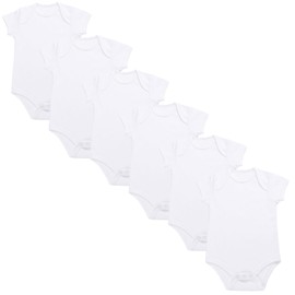 Baby Bodysuits Cotton 6 Pack Short Sleeve White Vests Tops Boy Girl (White 6 Pack, 0 Months)