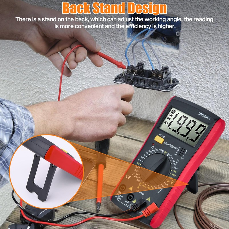 Digital Multimeter,Voltage Tester Electrical Tester 2000 Counts, Ranging Multi Meter