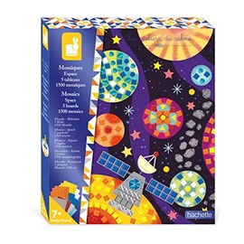 Janod Space-Themed Foam Mosaics Set-Les Ateliers du Calme-Childrenâs Arts & Crafts Kit-Mastering Fine Motor Skills & Concentration-7 Years +, J07855, Multicolor