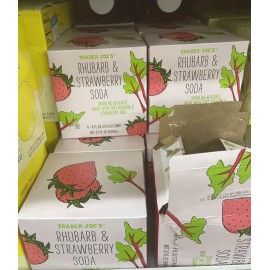 TRADER JOE'S RHUBARB & STRAWBERRY SODA 4 - 8.4 FL OZ CANS KOSHER