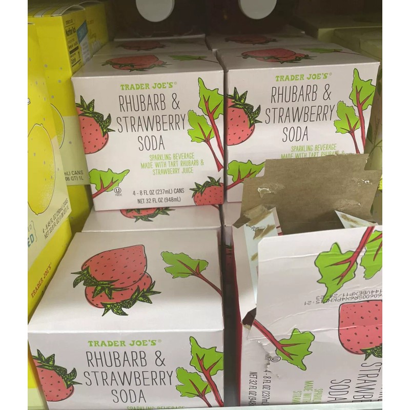 TRADER JOE'S RHUBARB & STRAWBERRY SODA 4 - 8.4 FL