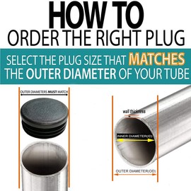 CaSuTong 2 Inch (50mm) Round Plastic Plugs, Tubing End Cap, Insert End Caps for Round Metal Tube (8 Pack)
