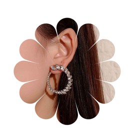 Yheakne Vintage Rhinestone Hoop Earrings Gold Round Circle Stud Earrings Bright Crystal Earrings Bling Wedding Earrings Jewellery for Women and Girls, Crystal