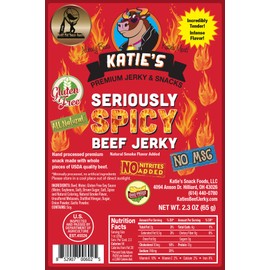 Seriously Spicy Beef Jerky-(6 Pack) GLUTEN FREE - No Preservatives, Nitrites, or MSG