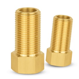 2-PACK GUOFIS Brass Pipe Fittings Female Adapter,1/2"Female x1/2" Male Extension Nipple Adapter,50MM