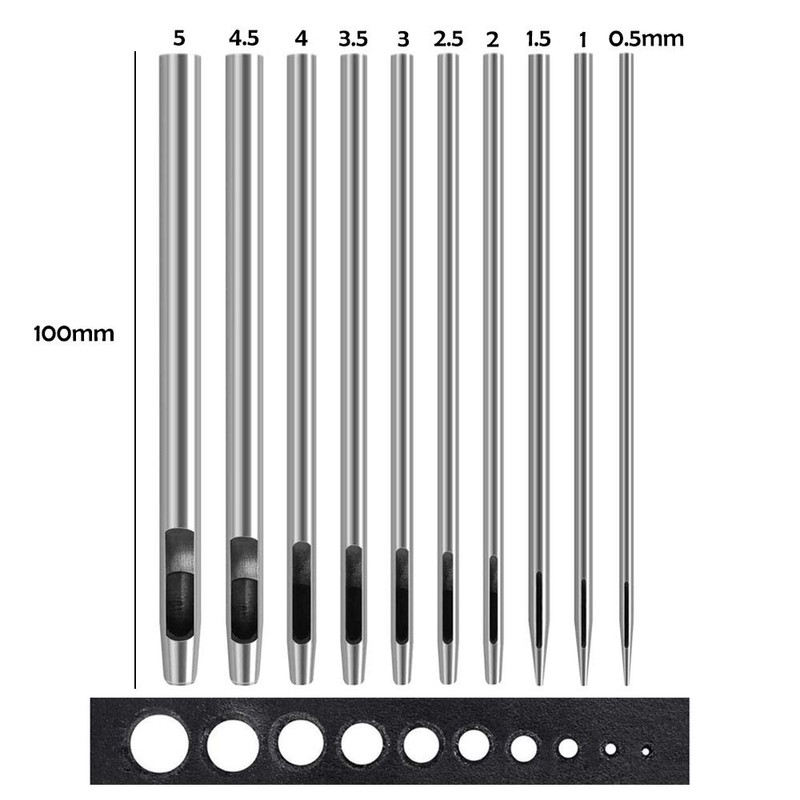 10PCS 0.5mm-5mm Leather Hole Punch Set, Belt Hole Puncher Hollow