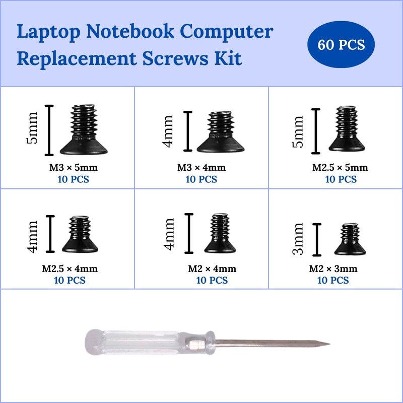 BRECAVE Laptop Screws Kit Black Laptop Notebook Computer Replacement Screws
