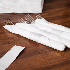 Royal Paper (2000) WHITE PAPER NAPKIN BANDS RINGS 4 1/4" x 1 1/2" FOR 2 PIECE SILVERWARE/USA