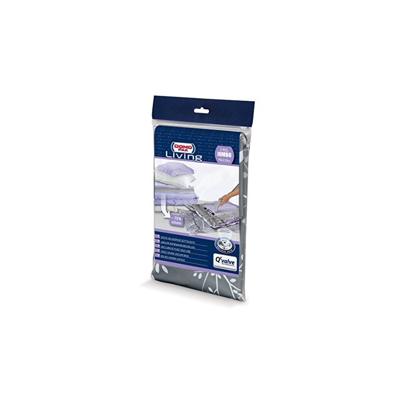 Domopak Living S2 Jumbo Vacuum Bag 2PZ Vacuum, Plastic, Grey