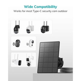 ZUMIMALL 3W Solar Panel for Outdoor Camera Wireless Camera,X2/X1/F5, IP66 Waterproof Solar Panel with 10Ft Type C Charge Cable, Power Supply for Security Camera（Type C Port）