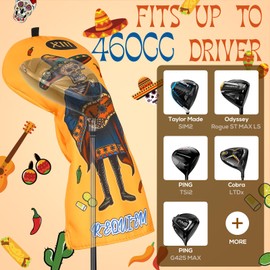 LZFAN Golf Club Head Cover Golf Head Cover Driver Headcover Fairway Wood Headcover Hybrid Mallet Blade Putter Club Head Cover（Guitar Ghost） (Driver)