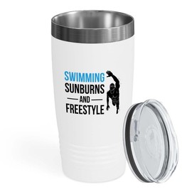 Swimmer White Edition Viking Tumbler 20oz - Swimming Sunburns - Triathletes Tri Women Cycling Running Swimming Race Marathon