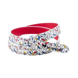 Cox Sportif LG5SBL02L Women's Belt, Reversible Mondrian Pattern, Synthetic Leather, Fashionable, Golf, WHRD (White x Red)