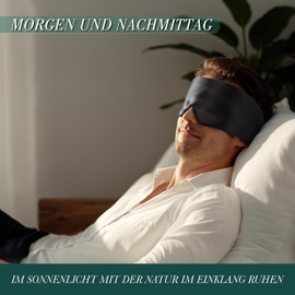 Joyhabit Silk Sleep Mask for Men and Women, Extra Large and Adjustable Eye Mask in Cloud Curve Design, for Breaks and Night Sleep, Black