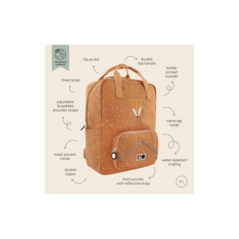 Trixie Baby Trixie Large Childrens Mr Fox A4 Backpack, Mr.