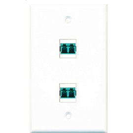 RiteAV - 2 Port LC Fiber 10GB Duplex Wall Plate - White