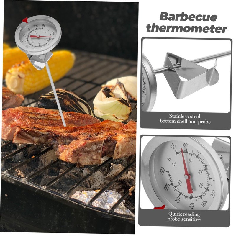 ABOOFAN 1pc Stainless Steel Barbecue Thermometer Long Dial Food Thermometer
