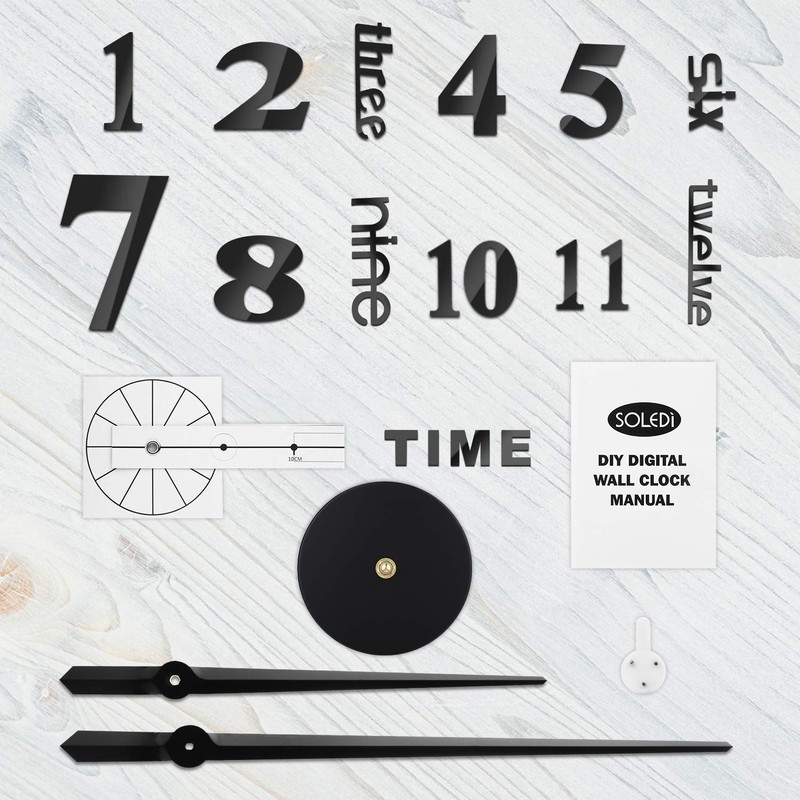 Soledi Wall Clock with 3D Visual Sticker, DIY Wall Clocks,