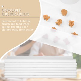 Hicarer 50 Pcs Disposable Adult Bibs with Crumb Catcher for Elderly Eating Plastic Bibs Single Use Dining Clothing Protectors