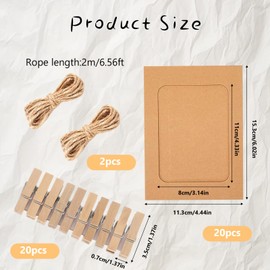 starfa lab 20 Pcs 4x6 Inch Paper Photo Frames,Hanging Photo Display Banner with Clips,Picture String for Wall Decor,DIY Photo Holder for Party Wedding Home Office Decor