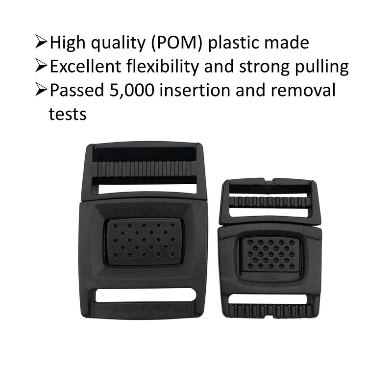 EesTeck 10 Pack 20mm Release Buckles Plastic Center Release Buckle
