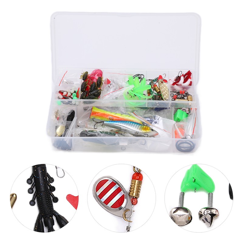 106pc Multifunctional Fishing Tackle Kit Metal Spoon Fishing Mixed Hard