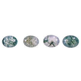 AURA GEMS 4 PCS Natural Moss Agate Oval Shape, Brilliant Cut Gemstone Wholesale Lot, Jewelry Making Loose Gemstone, Polished Minerals, DIY, Wire Wrapping, Healing Crystals, Bulk Gemstone Deal