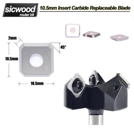 3pcs Carbide Insert 10.5x10.5x1.5mm, 45°,for Replacement Cutters Surfacing Router Bit, for Planing, Flycutter & Slab Leveler, by SICWOOD